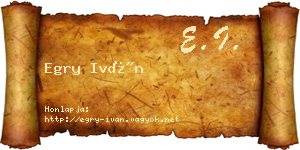 Egry Iván névjegykártya